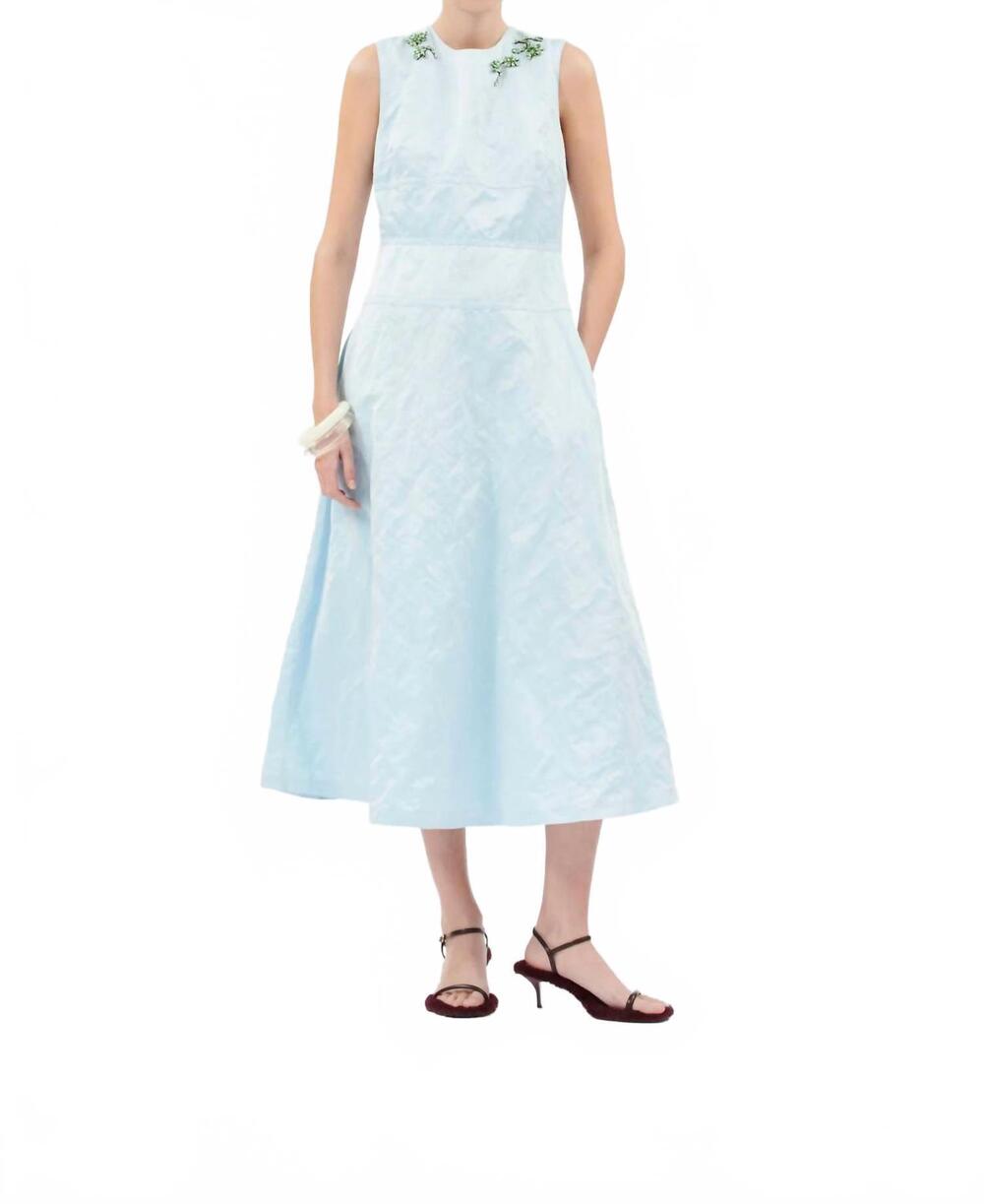 NEW ODEEH ciel midi dress in blue multi